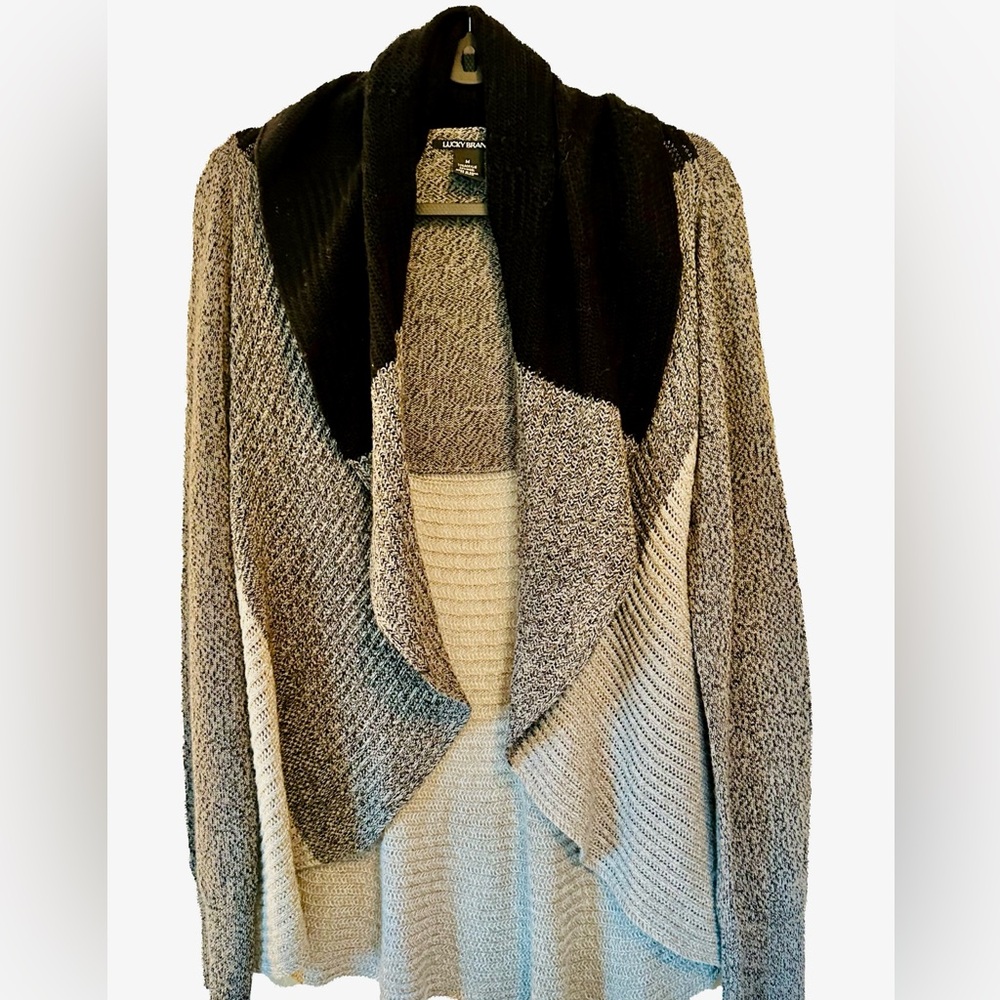 Lucky Wool Blend Color Block Cardigan